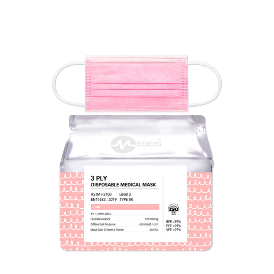 Disposable Medical Mask Pink 50pcs