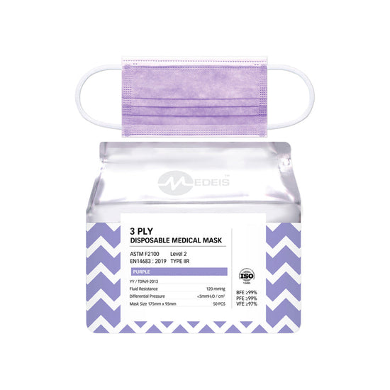 Disposable Medical Mask Purple 50pcs