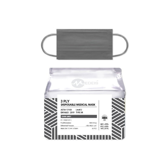 Disposable Medical Mask Dark Grey 50pcs