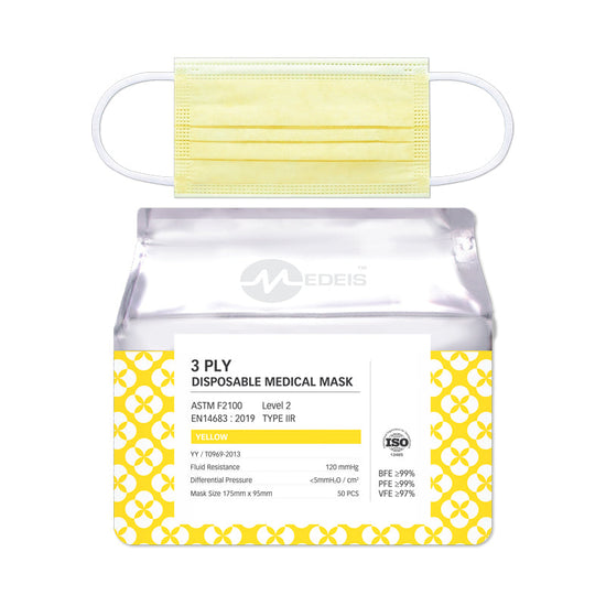 Disposable Medical Mask Yellow 50pcs