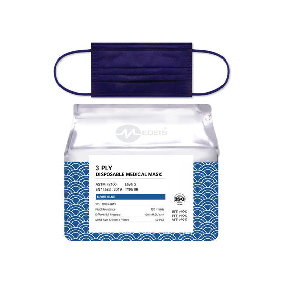 Topeng Perubatan Sekali Pakai Biru Tua 50 keping