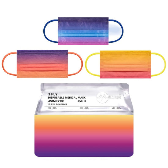 Disposable Medical Mask Pattern Purple Tie Dye SUNSET 30pcs