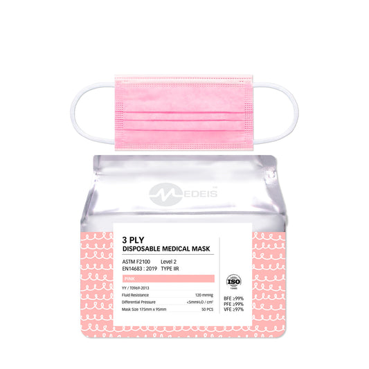 Disposable Medical Mask Pink 50pcs