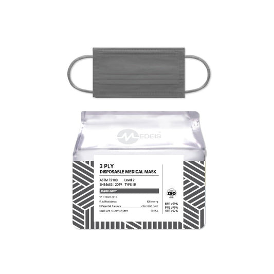 Disposable Medical Mask Dark Grey 50pcs
