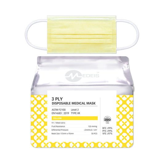 Disposable Medical Mask Yellow 50pcs