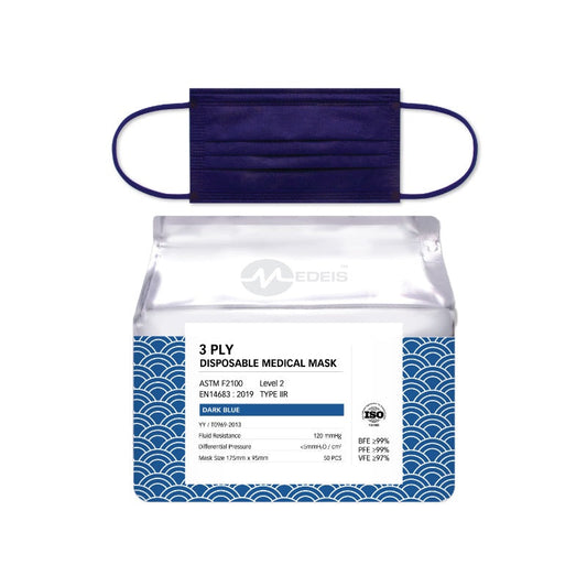 Disposable Medical Mask Dark Blue 50piece