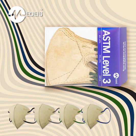 Topeng Perubatan Pakai 3D - Beige 20pcs