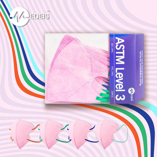 Topeng Perubatan Pakai 3D - Merah jambu 20pcs